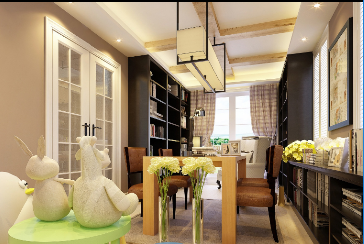 小简美式装修效果图资料下载-上海项目简美别墅住宅室内装修设计施工图及效果图