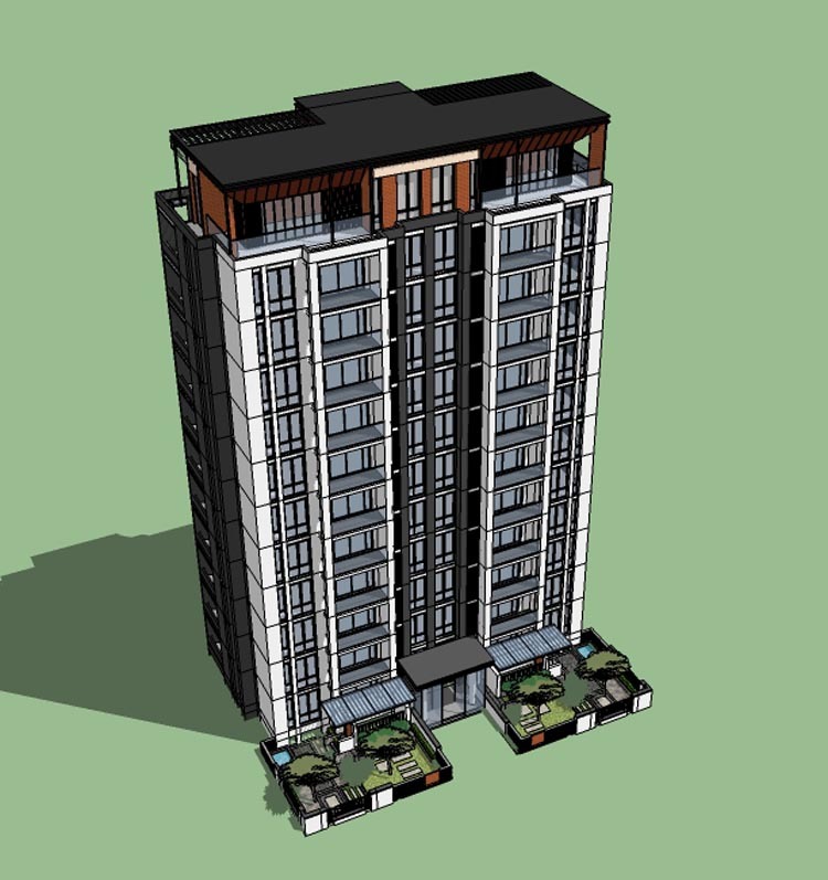 新中式高层住宅立面资料下载-10套新中式高层住宅SU精模