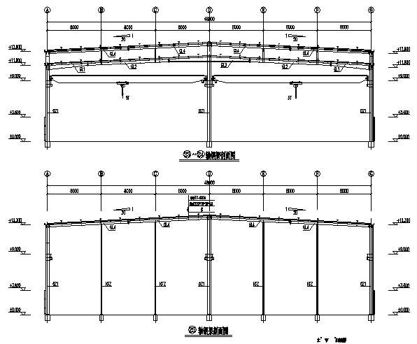 门式刚架吊车梁资料下载-湖北双跨门式刚架钢结构工程施工图（CAD，12张）