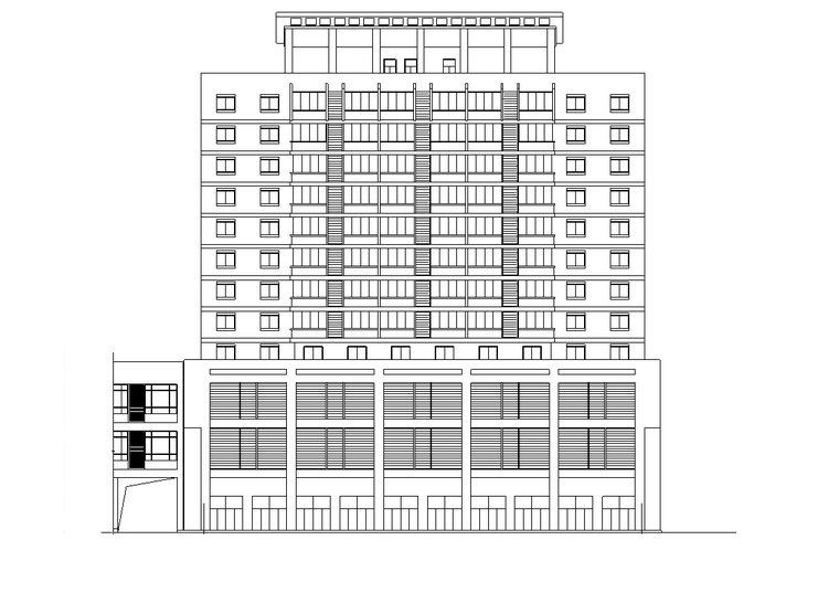 4层商业方案资料下载-12层商业办公综合楼建筑设计（方案CAD）