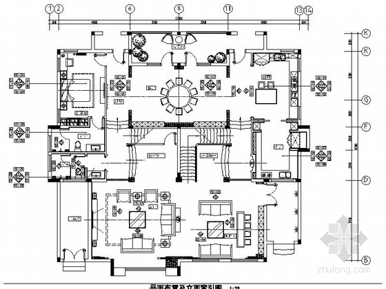 家装套房装修施工图资料下载-[原创]长沙私人豪宅别墅室内施工图（含效果图及水电系统图）