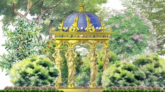 [广州]奢华型欧式皇家酒店景观规划设计方案（知名地产公司项目）-景观立面图