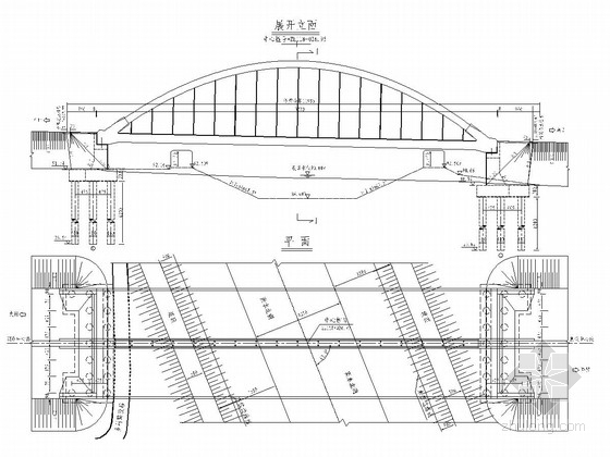钢管混凝土dwg资料下载-1-100m单承载面下承式钢管混凝土简支系杆拱桥设计套图（118张）
