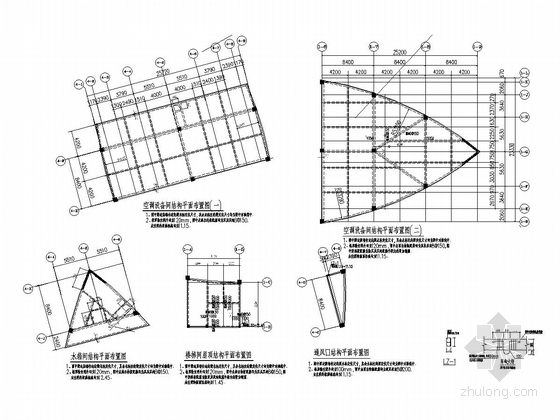 [湖南]地上二层框架结构博物馆结构施工图-夹层结构平面布置图