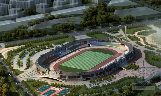 [贵州]城市核心3000座体育场馆建筑施工图（含效果图及全专业CAD）-城市核心3000座体育场馆效果图