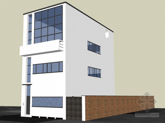 现代简约风格低层建筑资料下载-低层现代住宅SketchUp模型下载
