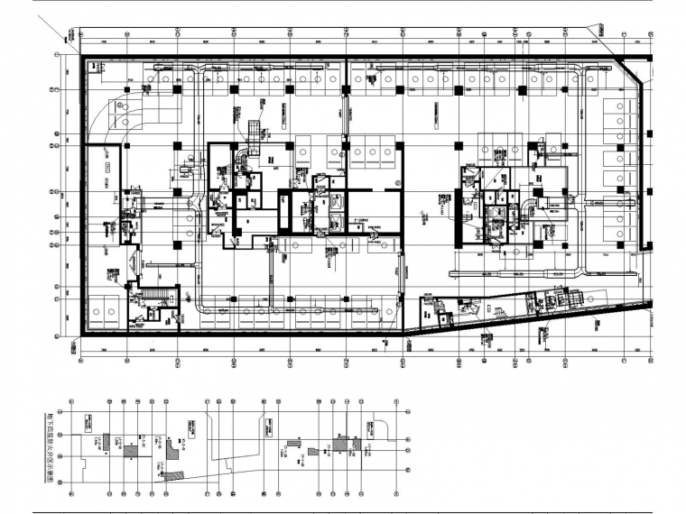 高层商业办公楼空调通风防排烟施工图设计（节能设计）-地下四层通风防排烟系统平面图（二）