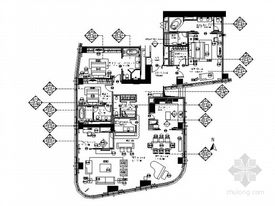 五居室小区资料下载-[北京]东三环CBD核心区高档五居室装修施工图