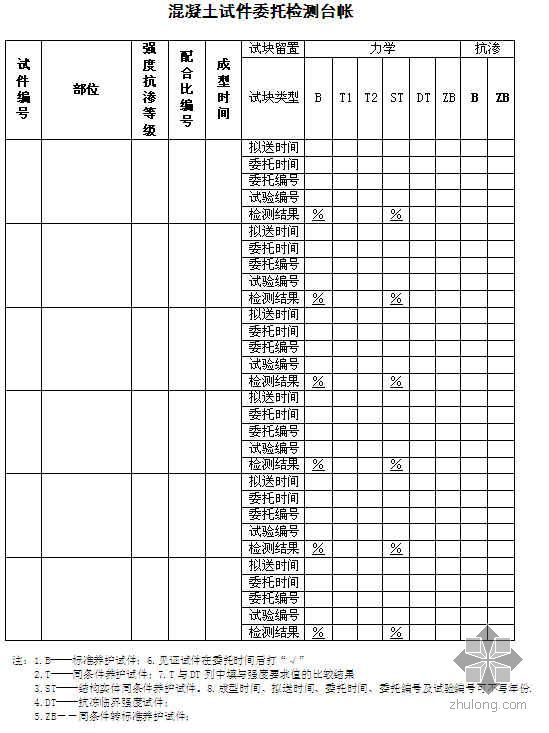 检测试验计划专项方案资料下载-建筑工程检测试验管理用表（2010年 空白）