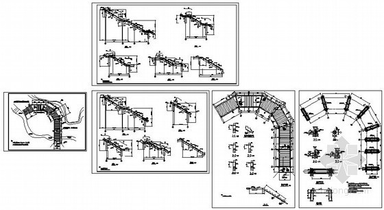 创楼梯节点资料下载-某山亭楼梯-梁式楼梯节点构造详图