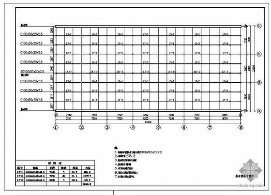 钢网架剖面资料下载-陕西省某学校学生食堂钢网架工程图纸