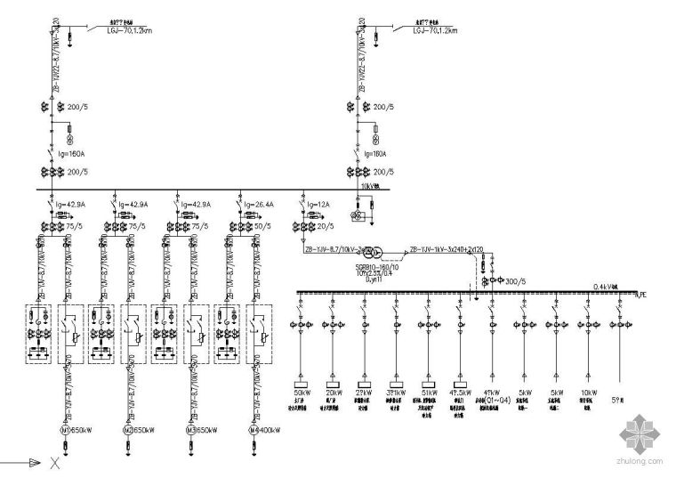 工地二级电箱接线图资料下载-泵站主接线图