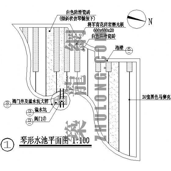 溢水口节点详图资料下载-琴形水池详图