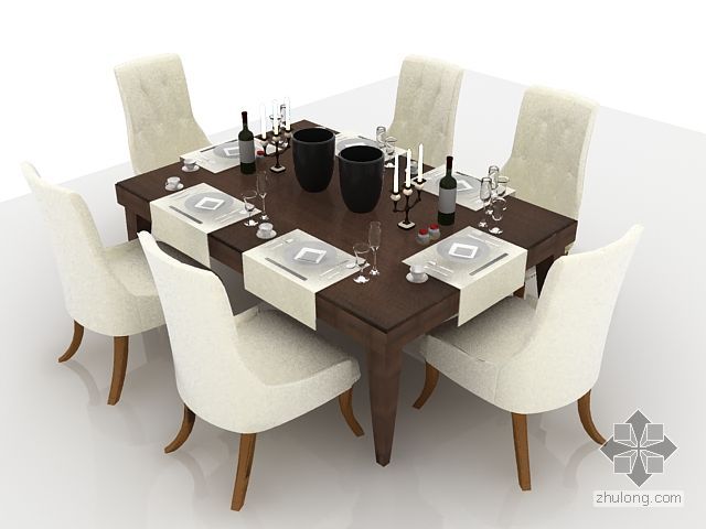 4人餐桌模型资料下载-6人餐桌椅