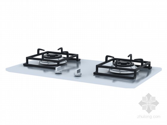 燃气透平资料下载-双盘燃气灶3D模型下载