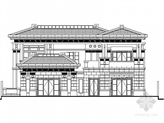 3层中式风格独栋别墅资料下载-[江苏]某二层一进院中式风格别墅建筑施工图