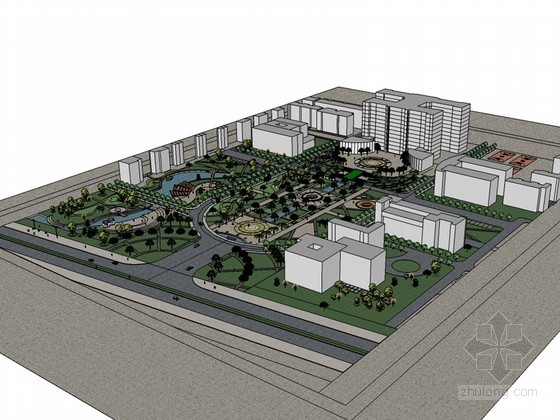 广场设计sketchup资料下载-学校广场SketchUp模型下载