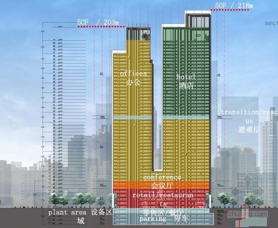 [山东]某商业综合体建筑方案文本-剖面图