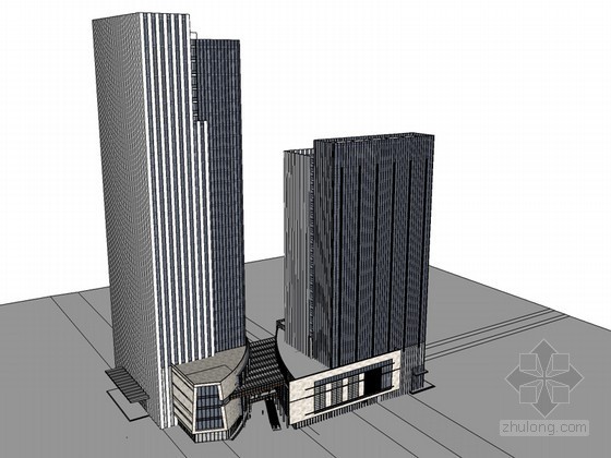 高层办公楼公共区域装修资料下载-高层办公楼SketchUp模型下载