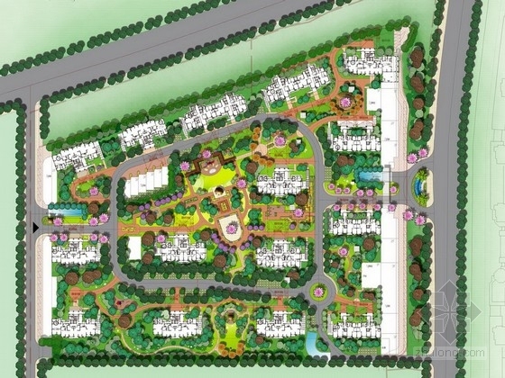 居住区细部平面图CAD资料下载-[江苏]现代风格基调居住区景观规划设计方案