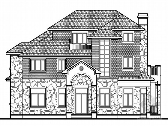 美式别墅建筑施工图CAD资料下载-某独栋美式三层别墅建筑施工图（F型）
