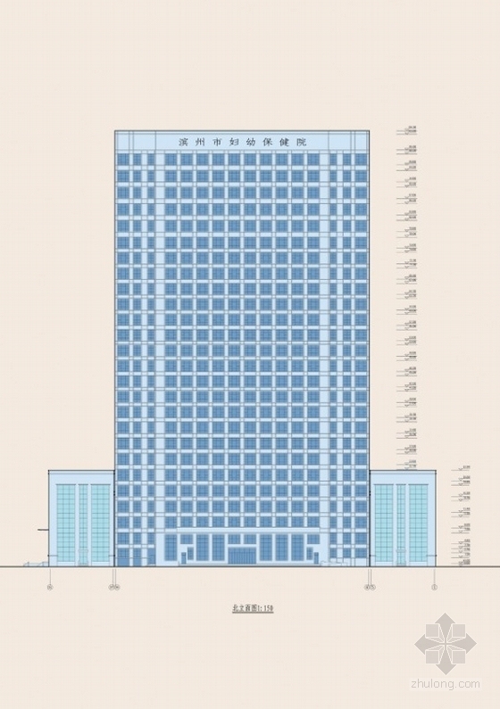 [广东]26层办公综合体建筑方案文本-立面图