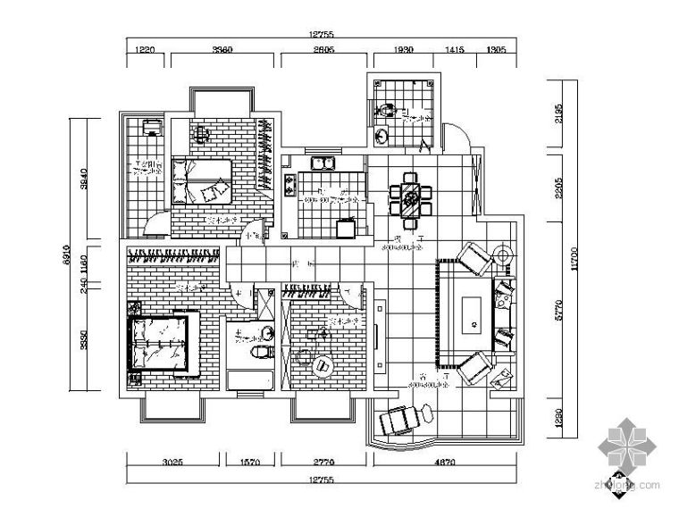 两室两厅设计说明资料下载-新柳楼三室两厅居家设计方案