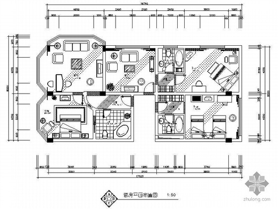 小酒店装修设计图资料下载-某大酒店套房装修设计图