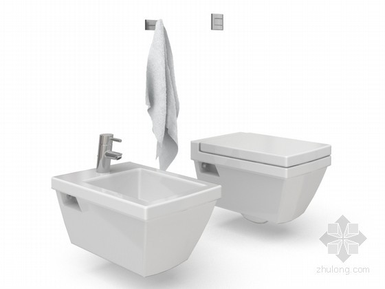 卫浴组合3d模型资料下载-套装卫浴洁具3D模型