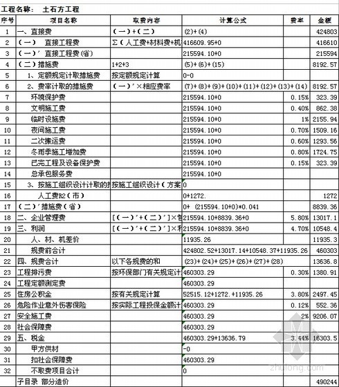 大型土石方施工预算资料下载-山东某住宅楼土石方工程预算控制价实例（2011-06）