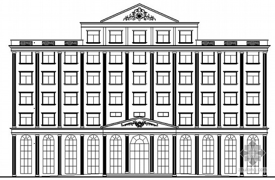 欧式办公建筑图片资料下载-某六层欧式办公楼建筑扩初图