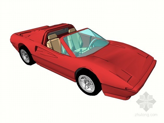 跑车模型资料下载-红色跑车SketchUp模型下载