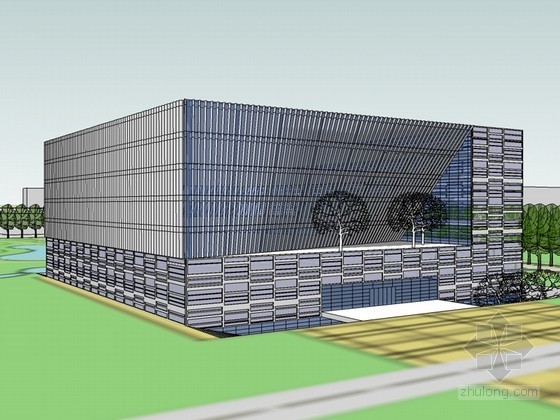图书馆模型下载资料下载-现代图书馆SketchUp模型下载