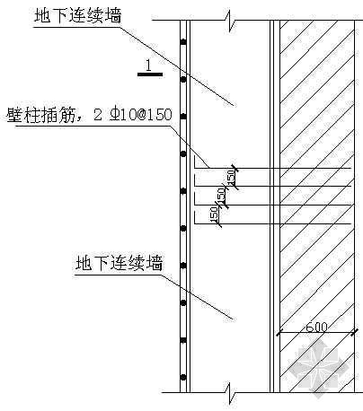 墙柱连接节点图资料下载-壁柱和地连墙连接示意图