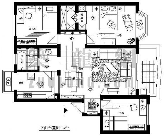 三室二厅一卫资料下载-三室二厅一卫装修图