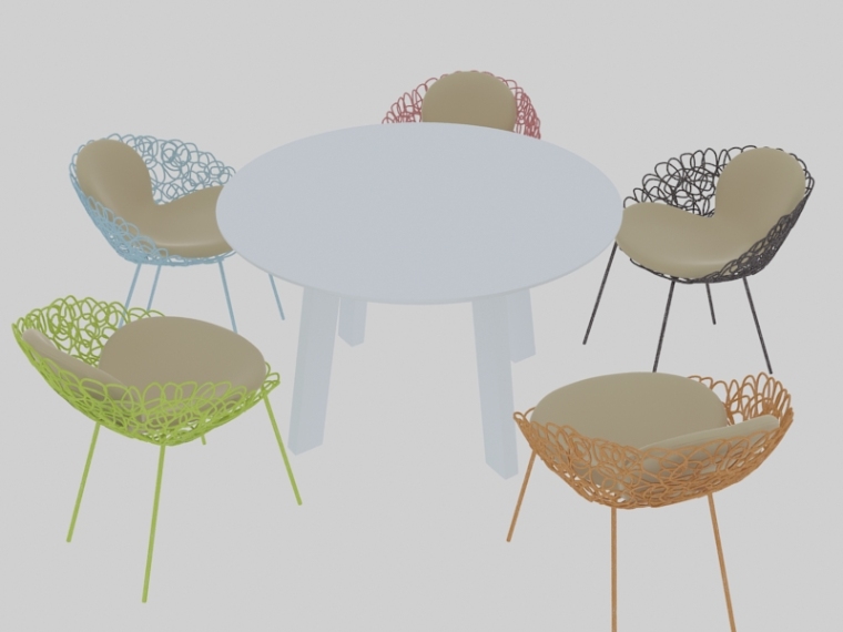草图大师桌椅模型下载资料下载-时尚桌椅3D模型下载