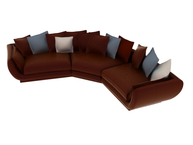 3D组合沙发模型资料下载-弧型组合皮沙发3D模型下载