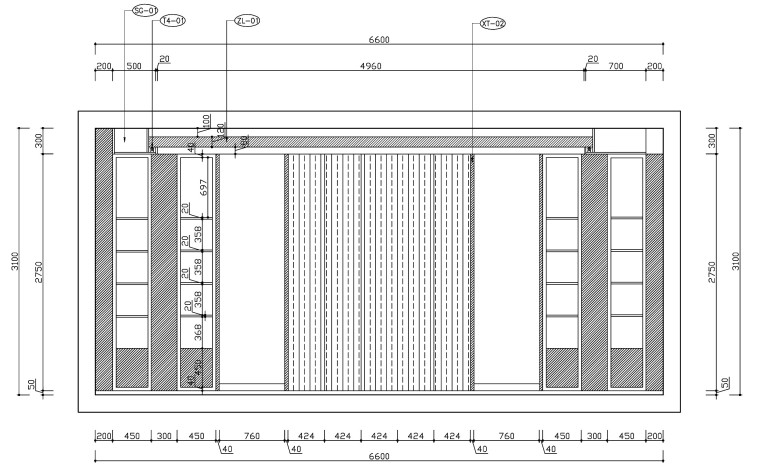 [杭州]新中式四居室施工图设计（附3D模型+高清效果图）-客厅D立面图