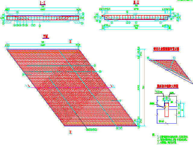 [湖北]四级公路（乡村农用公路）2-8m现浇整体板桥施工图纸35张CAD（桥宽7.6m）-现浇整体板钢筋布置图