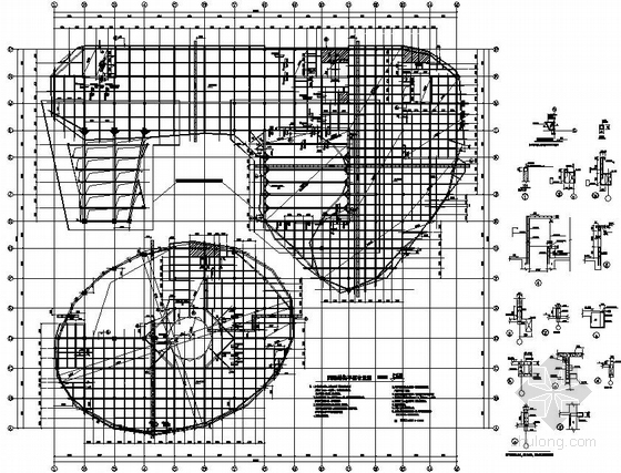 科技馆+档案馆+妇女儿童活动中心结构施工图（含建筑施工图）-四层结构平面布置图