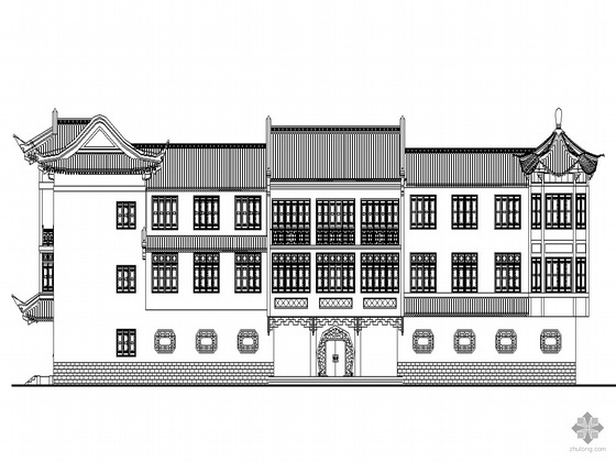 商业仿古区资料下载-[桥梓湾]某仿古三层商城会所建筑施工图（仿古建筑）