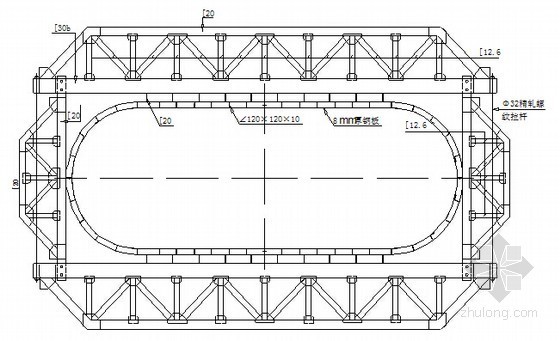 [上海]城际铁路站前工程施工总价承包施工组织设计395页（路桥涵轨）-圆端形墩身模板结构示意图 