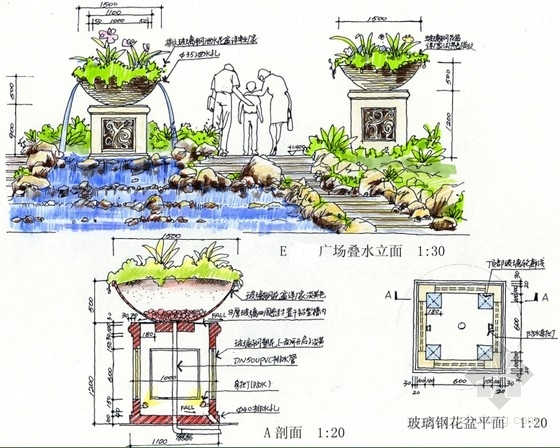 [深圳]国际花园园林景观规划设计（含施工图）-广场立面图 