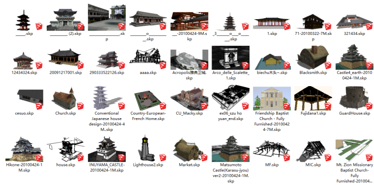 中式古建筑北京四合院su资料下载-180套古建筑SU模型