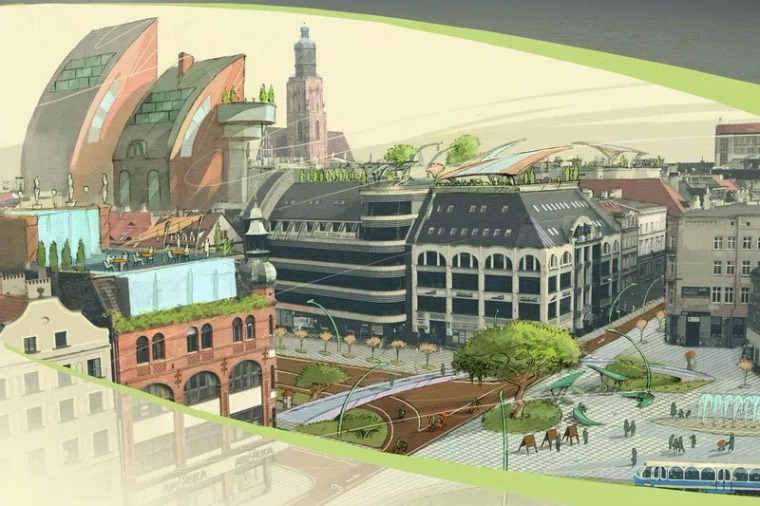 插画风格植物素材资料下载-插画中的未来城市