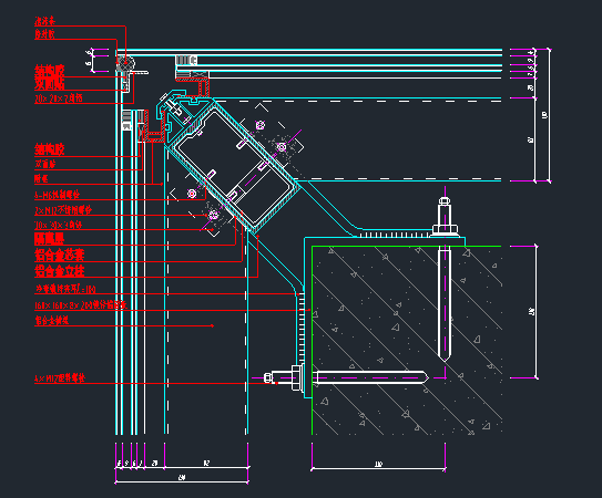 83款玻璃幕墙设计节点大样剖面详图_8