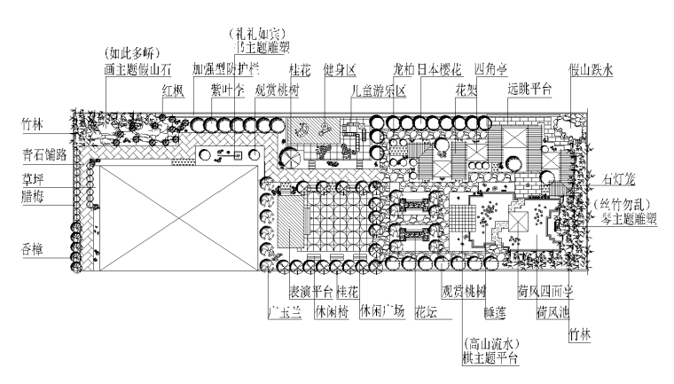 建筑CAD室内平面资料下载-36套屋顶花园景观CAD平面图（各类型的屋顶花园）31-36