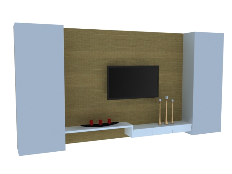简单电视背景墙设计图资料下载-简单电视墙3D模型下载
