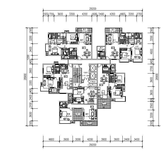 [湖北]高层休闲式商业综合体建筑设计方案文本-高层休闲式商业综合体建筑平面图