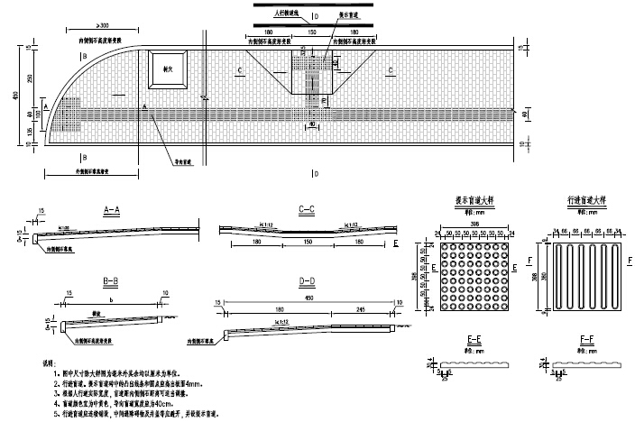 2016年设计（18+24+29+24+18）m五孔钢筋混凝土板拱桥及引道工程设计图135页（PDF）-人行道无障碍设计及树穴设计